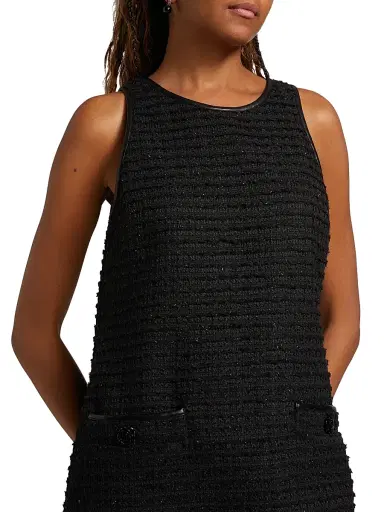 L'AGENCE Women's Florian Tweed Shift Midi-Dress - Black Black Rose | Thumbnail 6