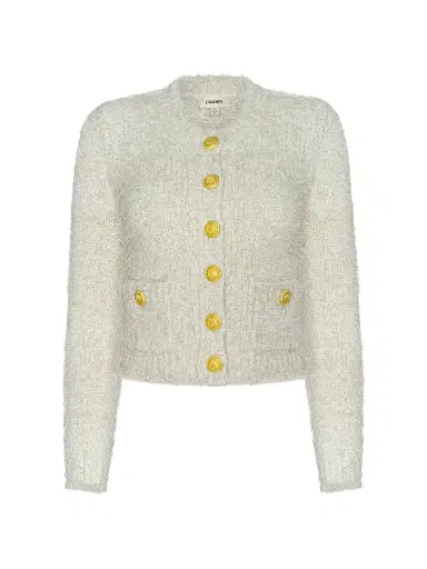 L'AGENCE Women's Una Tweed Knit Cardigan -  Gold Lurex Multi | Thumbnail 1