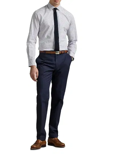 Polo Ralph Lauren Men's Classic Fit Poplin Button-Front Shirt - White Purple Multi | Thumbnail 2 Polo Ralph Lauren Men's Classic Fit Poplin Button-Front Shirt - White Purple Multi | Thumbnail 2