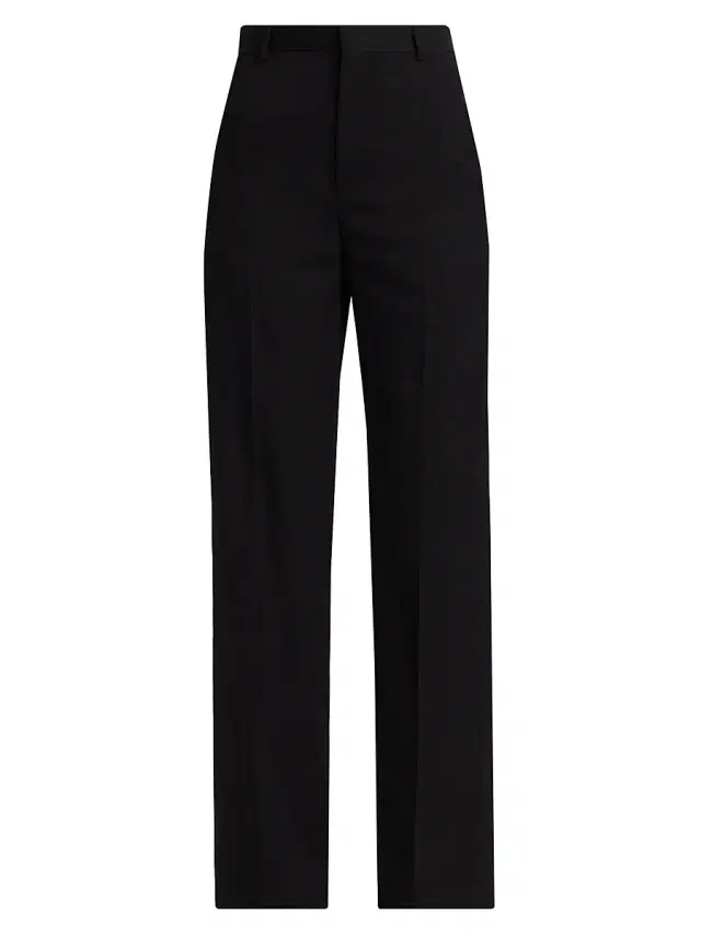 Women's Wool Straight-Leg Trousers - Black