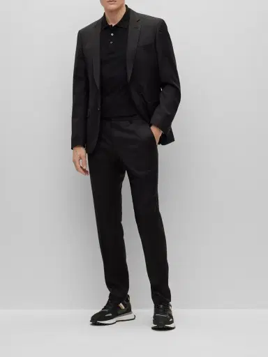 BOSS Men's Cotton-Piqué Polo Shirt with Monogram Inserts - Black | Thumbnail 5