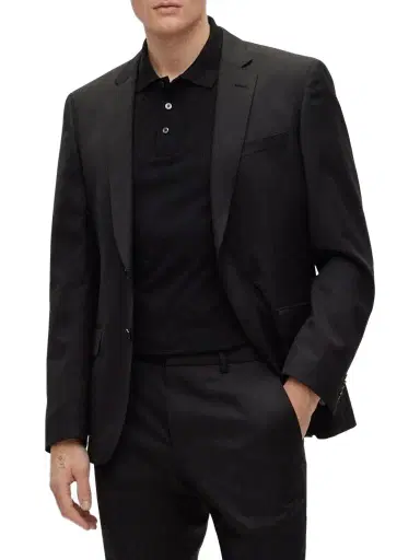 BOSS Men's Cotton-Piqué Polo Shirt with Monogram Inserts - Black | Thumbnail 1