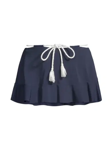 Robin Piccone Women's Babe Skirted Bikini Bottom - Navy Combo | Thumbnail 6