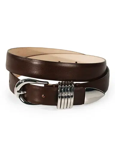 Déhanche Women's Hollyhock Leather Belt - Marrone And Silver - Size XL | Thumbnail 2