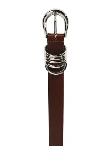 Déhanche Women's Hollyhock Leather Belt - Marrone And Silver - Size XL | Thumbnail 3