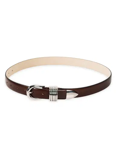 Déhanche Women's Hollyhock Leather Belt - Marrone And Silver - Size XL | Thumbnail 1