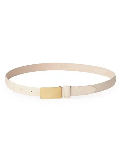 Déhanche Women's Signet Leather Belt - Ivory Brushed Gold | Thumbnail 1 Déhanche Women's Signet Leather Belt - Ivory Brushed Gold | Thumbnail 1