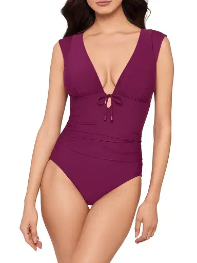 Magicsuit Women's Solids Dash Plunging V-Neck One-Piece Swimsuit - Boysenberry - Size 16 | Thumbnail 2 Magicsuit Women's Solids Dash Plunging V-Neck One-Piece Swimsuit - Boysenberry - Size 16 | Thumbnail 2