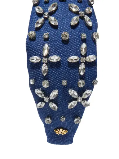 Lele Sadoughi Women's Knotted Crosshatch Crystal & Denim Headband - Indigo Denim | Thumbnail 2