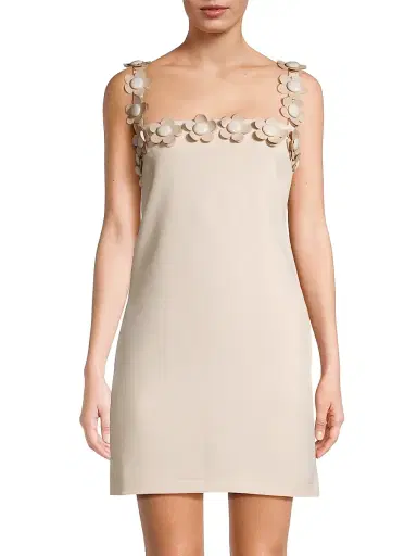 stellah Women's Flower-Embellished Crepe Minidress - Cream | Thumbnail 3