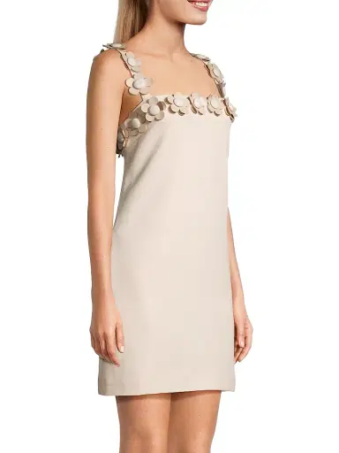 stellah Women's Flower-Embellished Crepe Minidress - Cream | Thumbnail 4
