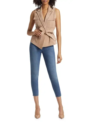 L'AGENCE Women's Arbor Suede Wrap Vest Top - Cashew | Thumbnail 2