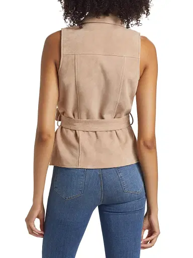 L'AGENCE Women's Arbor Suede Wrap Vest Top - Cashew | Thumbnail 5