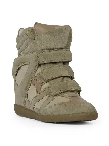 Isabel Marant Women's Bekett Leather & Suede High-Top Platform Sneakers - Taupe - Size 11 | Thumbnail 2