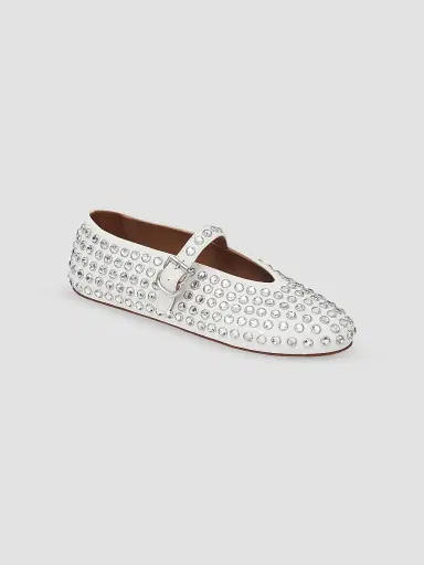 Alaïa Women's Embellished Leather Mary Jane Flats - Blanc Casse - Size 11 | Thumbnail 2