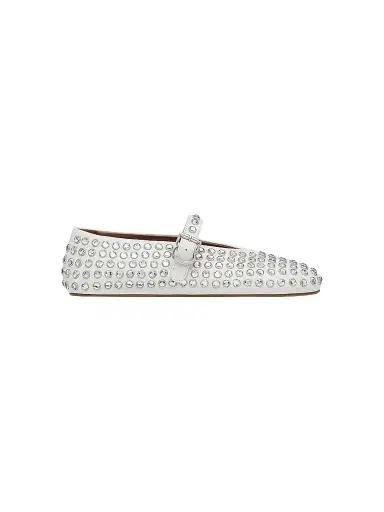 Alaïa Women's Embellished Leather Mary Jane Flats - Blanc Casse - Size 11 | Thumbnail 1