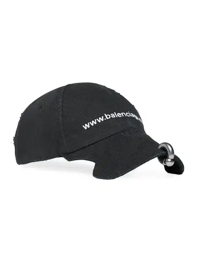 Balenciaga Men's Front Piercing Baseball Cap - Black Faded | Thumbnail 2