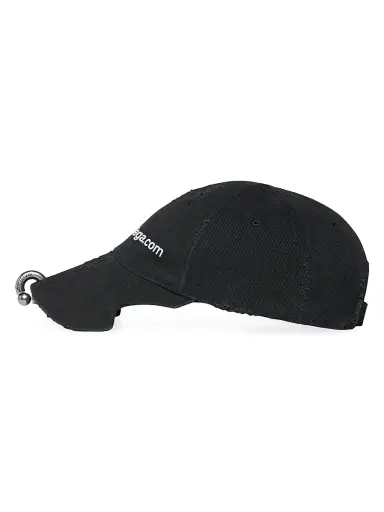 Balenciaga Men's Front Piercing Baseball Cap - Black Faded | Thumbnail 4