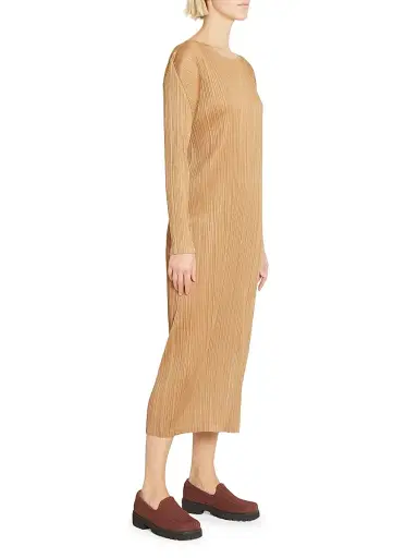 Pleats Please Issey Miyake Women's Monthly Colors: December Midi Dress - Copperbrown | Thumbnail 3