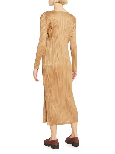 Pleats Please Issey Miyake Women's Monthly Colors: December Midi Dress - Copperbrown | Thumbnail 5