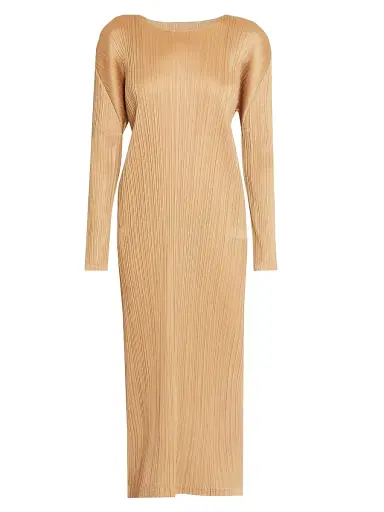 Pleats Please Issey Miyake Women's Monthly Colors: December Midi Dress - Copperbrown | Thumbnail 1