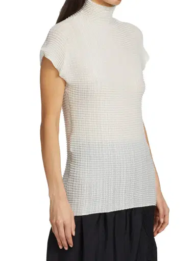 Issey Miyake Women's Wooly Pleats Top - White | Thumbnail 3