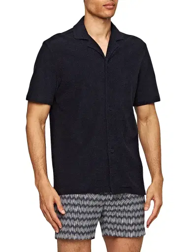 Orlebar Brown Men's Howell Button-Front Shirt - Night Iris | Thumbnail 3 Orlebar Brown Men's Howell Button-Front Shirt - Night Iris | Thumbnail 3