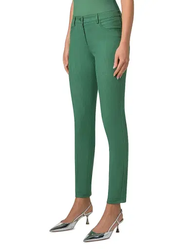 Akris Women's Magda Stretch-Denim Mid-Rise Slim-Leg Jeans - Pine Green | Thumbnail 3