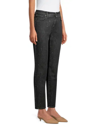 Weekend Max Mara Women's Crystal Embellished Skinny Jeans - Black | Thumbnail 3