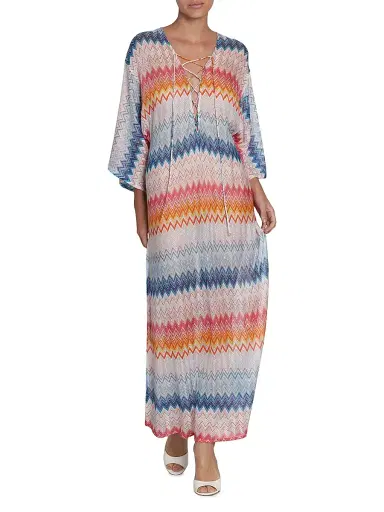 Missoni Women's Chevron Lace-Up Long Cover-Up - Multicolor Shaded Fucsia | Thumbnail 2