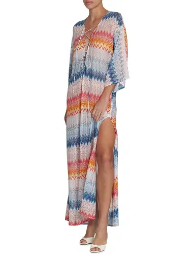 Missoni Women's Chevron Lace-Up Long Cover-Up - Multicolor Shaded Fucsia | Thumbnail 3