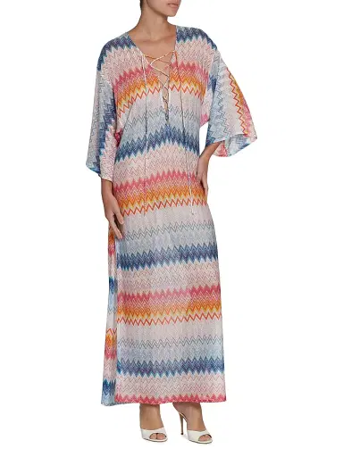 Missoni Women's Chevron Lace-Up Long Cover-Up - Multicolor Shaded Fucsia | Thumbnail 4