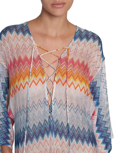 Missoni Women's Chevron Lace-Up Long Cover-Up - Multicolor Shaded Fucsia | Thumbnail 6