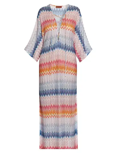 Missoni Women's Chevron Lace-Up Long Cover-Up - Multicolor Shaded Fucsia | Thumbnail 1
