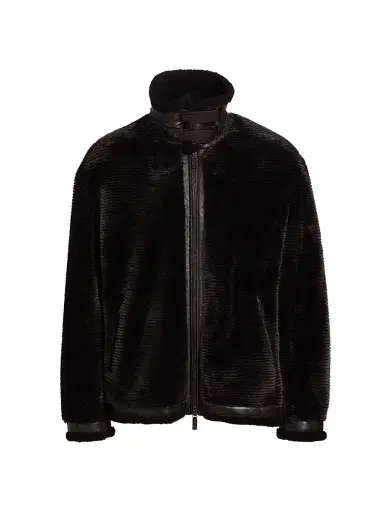 Giorgio Armani Men's Zip-Up Shearling Jacket - Brown - Size 40 | Thumbnail 1