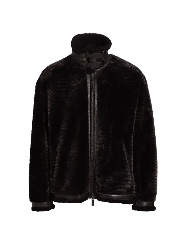 Giorgio Armani Men's Zip-Up Shearling Jacket - Brown