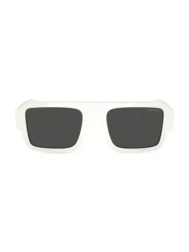 Prada Men's Symbole 0PR A05S 53MM Rectangular Sunglasses - White Smoke | Thumbnail 6 Prada Men's Symbole 0PR A05S 53MM Rectangular Sunglasses - White Smoke | Thumbnail 6