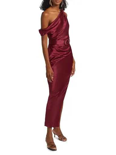 NICHOLAS Women's Halle Off-The-Shoulder Maxi Dress - Bordeaux | Thumbnail 4