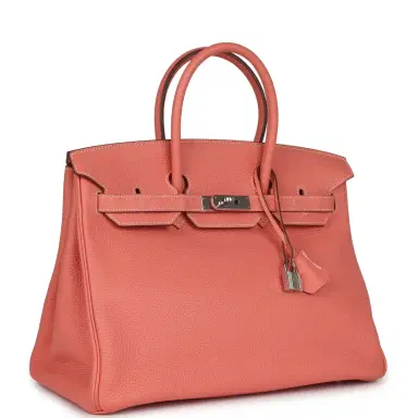 HERMÈS Pre-owned Hermes Birkin 35 Crevette Clemence Palladium Hardware | Thumbnail 2