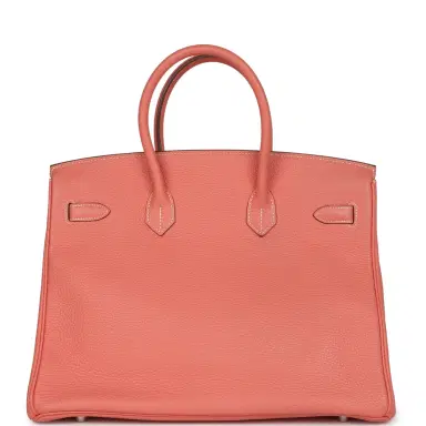 HERMÈS Pre-owned Hermes Birkin 35 Crevette Clemence Palladium Hardware | Thumbnail 4