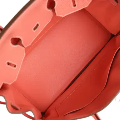 HERMÈS Pre-owned Hermes Birkin 35 Crevette Clemence Palladium Hardware | Thumbnail 8