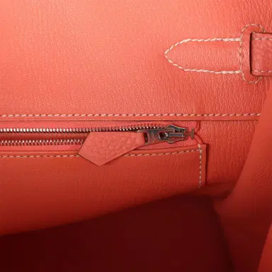 HERMÈS Pre-owned Hermes Birkin 35 Crevette Clemence Palladium Hardware | Thumbnail 9