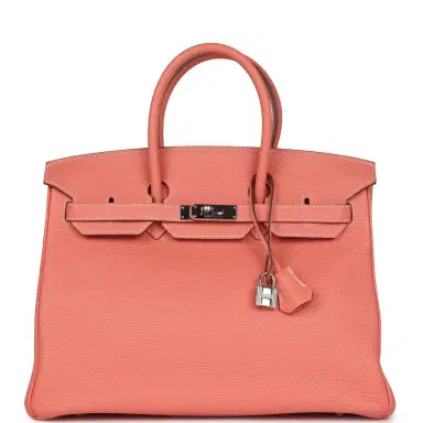 HERMÈS Pre-owned Hermes Birkin 35 Crevette Clemence Palladium Hardware | Thumbnail 1