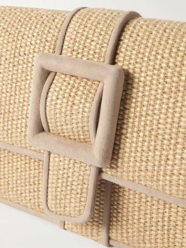 Manolo Blahnik Maycap Suede-trimmed Raffia Clutch | Thumbnail 4 Manolo Blahnik Maycap Suede-trimmed Raffia Clutch | Thumbnail 4