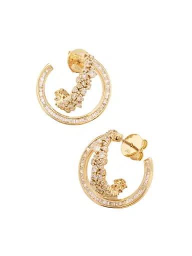 Ananya Scatter Double 18-karat Gold Diamond Hoop Earrings | Thumbnail 1