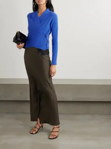Victoria Beckham Wrap-effect Ribbed Wool And Cashmere-blend Cardigan | Thumbnail 2