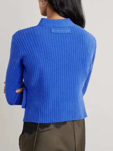 Victoria Beckham Wrap-effect Ribbed Wool And Cashmere-blend Cardigan | Thumbnail 3