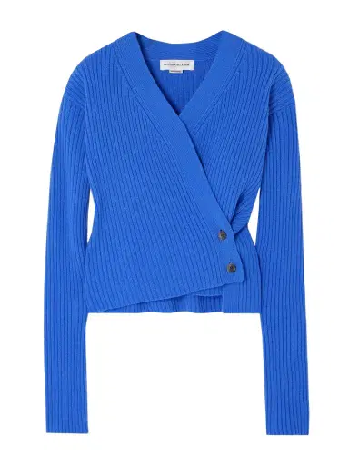 Victoria Beckham Wrap-effect Ribbed Wool And Cashmere-blend Cardigan | Thumbnail 1