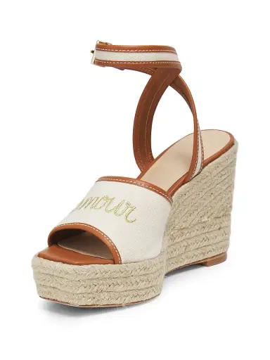 Cinq à Sept Women's Jesse 115MM Canvas Espadrille Platform Wedge Sandals - Natural Cognac | Thumbnail 2