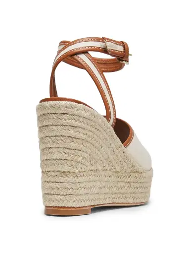 Cinq à Sept Women's Jesse 115MM Canvas Espadrille Platform Wedge Sandals - Natural Cognac | Thumbnail 3
